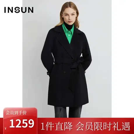 恩裳2022冬舒适美丽诺羊毛双面呢时髦减龄范毛呢外套商品大图