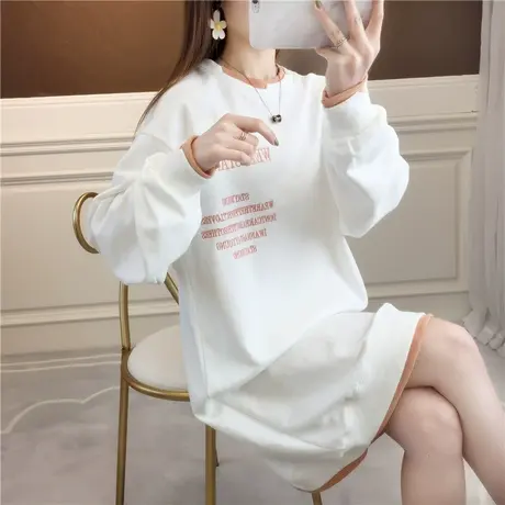 早秋卫衣女春秋季韩版宽松薄款ins外套中长款学生大码连衣裙子潮图片