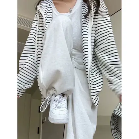 ins超火运动休闲长裤女秋冬2023新款宽松高腰百搭加绒加厚阔腿裤图片