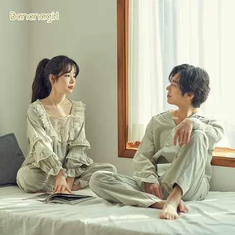 Bananagirl睡衣女春秋棉质长袖甜美情侣睡衣可爱韩版女士家居服套图片