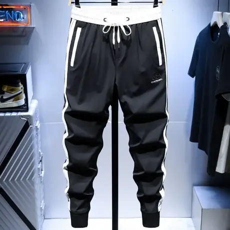 冰丝裤子男夏季丝滑时尚帅气轻薄透气男士休闲运动裤束脚百搭潮牌商品大图