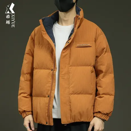 新国标90鸭绒立领羽绒服男2023冬季新款宽松大码男士保暖面包棉服商品大图