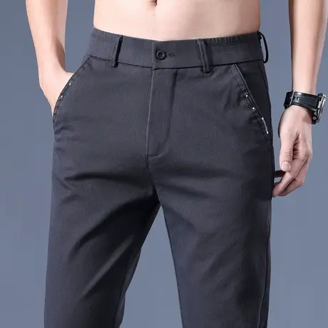 夏季薄款男士宽松直筒休闲裤夏天中年爸爸商务西服西裤夏款男裤子商品大图