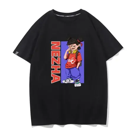 哪吒三太子周边衣服情侣装t恤短袖纯棉潮流圆领体恤半袖图片