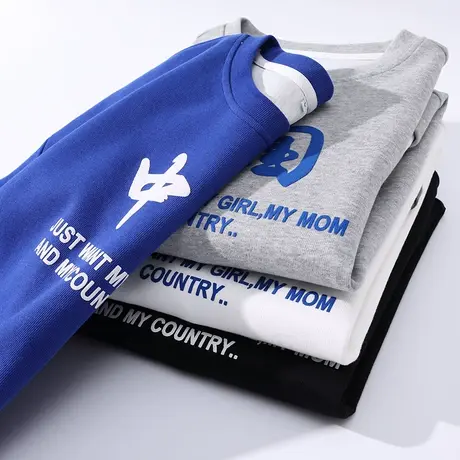 长袖卫衣男宽松国潮春秋季2022新款圆领打底衫百搭潮流外套上衣服商品大图