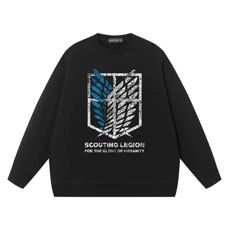 进击的巨人周边衣服艾伦兵长三笠自由之翼卫衣男女情侣装打底纯棉商品大图