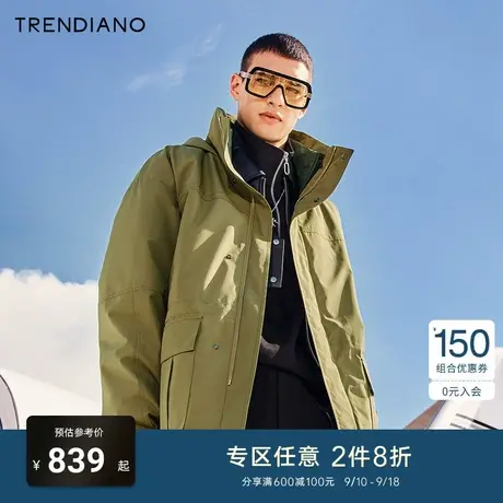 TRENDIANO官方潮牌秋季奇幻印花夹棉中长款棉服外套男图片