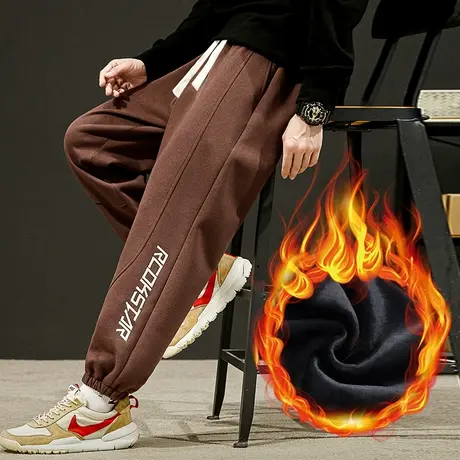 冬季大码束脚加绒运动裤2024新款男士加厚加棉卫裤秋冬款休闲裤子图片