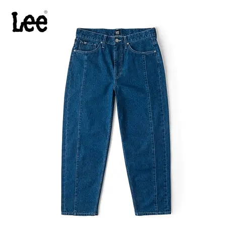 Lee24早春新品宽松印花中深蓝男阔腿老爹牛仔裤潮流LMB001707101图片