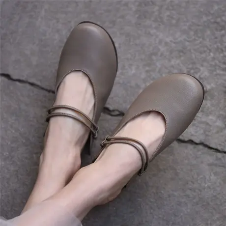 Artmu阿木文艺包头拖鞋女夏外穿真皮浅口凉拖2023新款平底半拖鞋商品大图