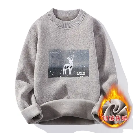 秋冬季雪尼尔毛衣男士半高领潮流针织打底衫加绒加厚保暖秋装上衣商品大图