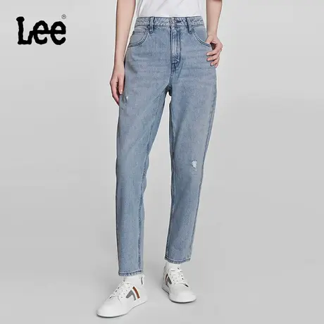 Lee商场同款24早春新品413标准高腰小直脚浅蓝色女牛仔裤潮A05897图片