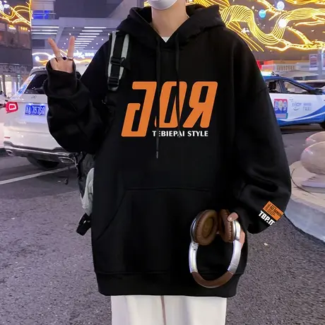 纯棉美式卫衣男2024新款春秋季外套宽松连帽衣服港风潮牌男装帽衫图片