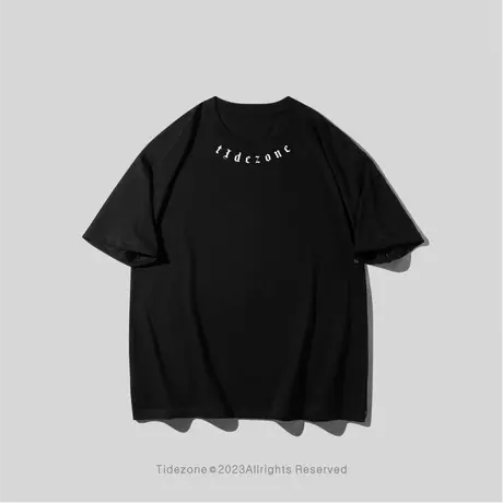 Ohlyah夏季字母纯色短袖T恤男女同款简约潮牌圆领落肩学生半袖衫图片