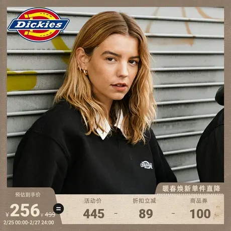 Dickies 秋冬男女情侣同款logo加绒圆领美式卫衣宽松 运动休闲图片