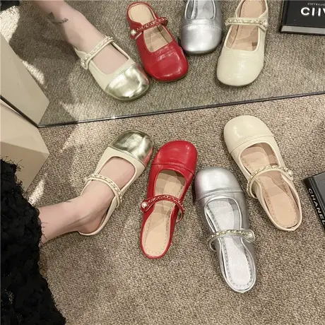 法式晚风拖鞋女夏外穿2024新款百搭网红软底包头半托单鞋外出凉拖商品大图