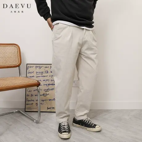春秋新款复古米白韩版大号潮胖弹力加肥加大码男士灯芯绒休闲长裤图片