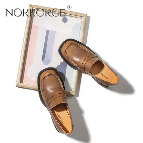 复古棕色乐福鞋单鞋女鞋商品大图