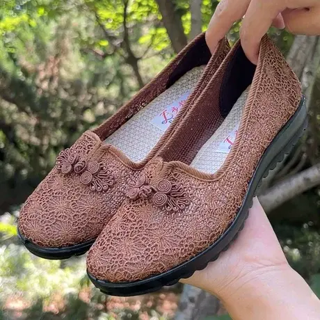 老北京新款布鞋女奶奶鞋女夏季老年人鞋子女软底老人防滑凉鞋透气商品大图