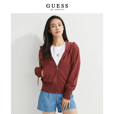 GUESS秋季女士开衫百搭oversize刺绣舒适简约卫衣外套W2YQ04KB3O0商品大图