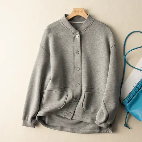 vintage卫衣pureピュア棒球领文艺复古春秋外套2022春季新款外搭图片