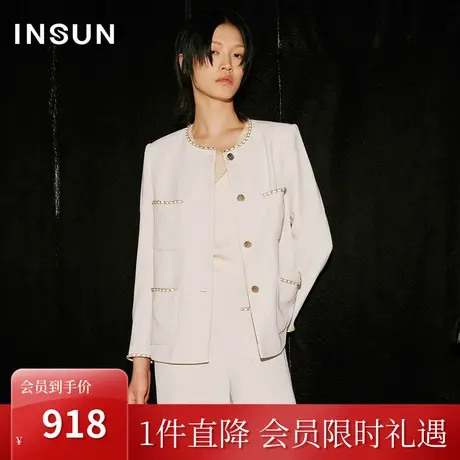 [小香风系列]恩裳COVER2023秋季新款干练短箱型金属扣点缀短外套商品大图