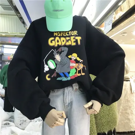 waitmore卫衣女宽松韩版原宿bf慵懒风加绒加厚ins超火cec外套洋气商品大图