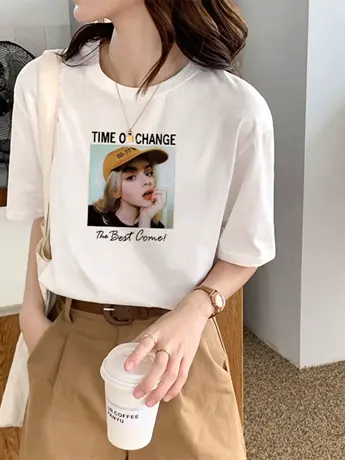 白色仿棉短袖T恤女2023年新款夏季日系复古小众设计感上衣ins潮图片