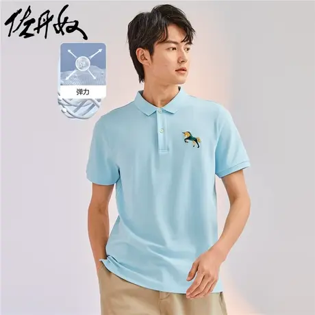 佐丹奴Polo男装小刺绣拼色弹力珠地布短袖POLO 13011009图片