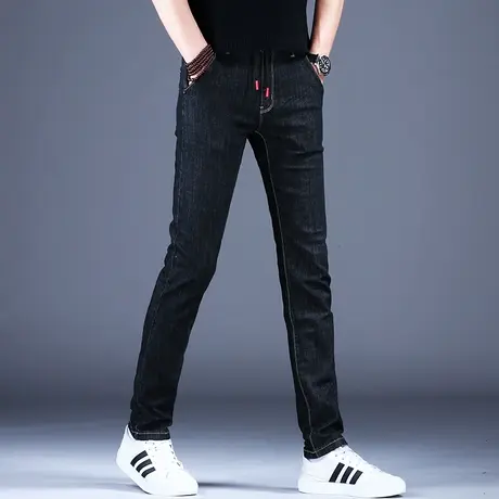 弹力修身牛仔裤男款抽绳休闲男裤2023秋款季新款韩版潮流裤子男士商品大图