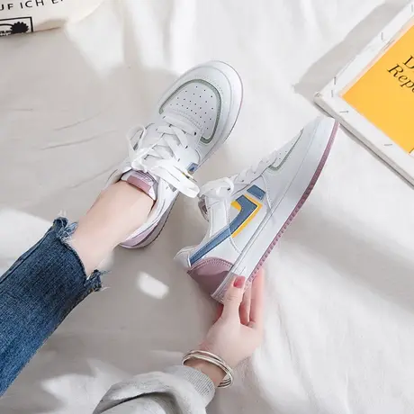 小白鞋女2021春季新款百搭学生运动网红原宿港风ins街拍韩版潮鞋图片