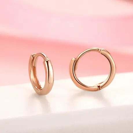 中国风18k玫瑰金光圈小耳扣 睡觉不用摘的耳钉光圈素养侧耳骨环女商品大图