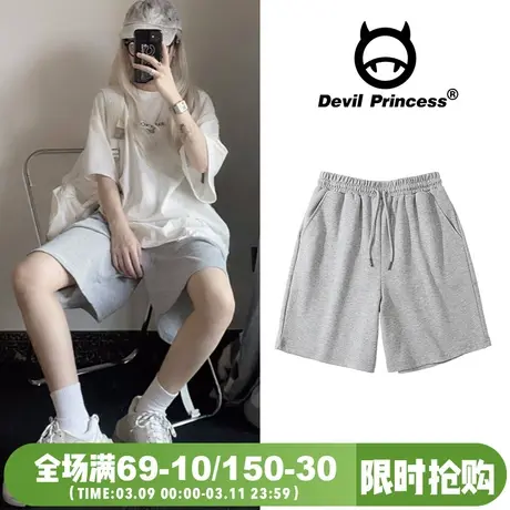 运动短裤女夏季薄款2024新款宽松直筒港味纯棉中裤高腰外穿五分裤图片