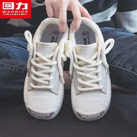 回力女鞋2023秋季透气新款小众设计感百搭小白板鞋休闲厚底开口笑商品大图