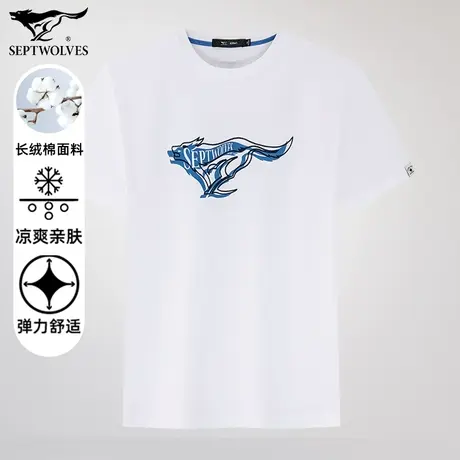 七匹狼狼族生活2023新款男士短袖圆领T恤夏季休闲纯棉时尚百搭男T图片