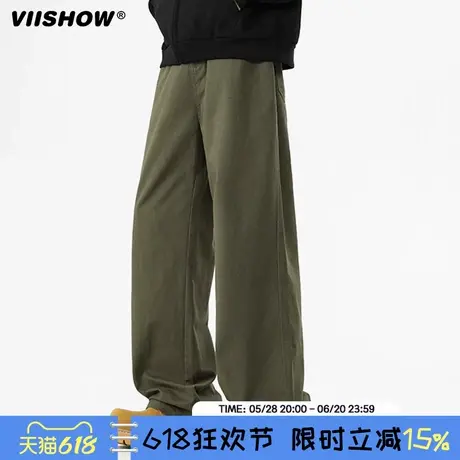 VIISHOW美式高街纯棉2025新款宽松休闲弯刀裤潮牌百搭直筒阔腿裤商品大图