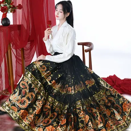 【如梦霓裳丨锦凤】原创汉服明制重工凤纹织金马面裙立领上衣春夏图片