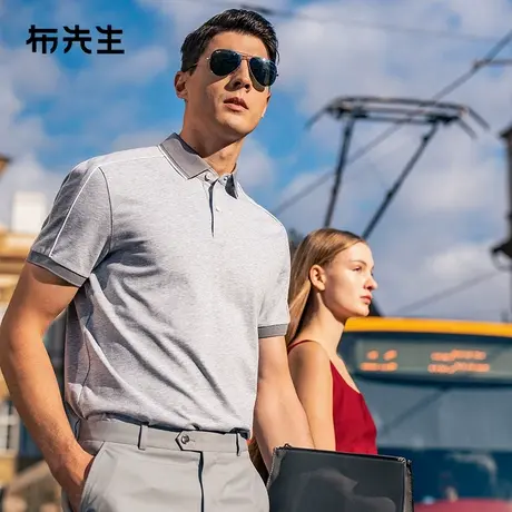 MrBu布先生撞色拼接翻领POLOt恤2025夏季100%棉短袖男上衣AT15052商品大图