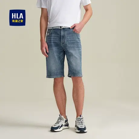 HLA/海澜之家微弹牛仔中裤2025春夏季新款洗水宽松五分短裤子男士商品大图