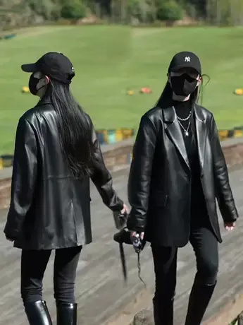 黑色西装皮衣外套女2023春秋新款高级感复古PU皮帅炸宽松休闲上衣商品大图