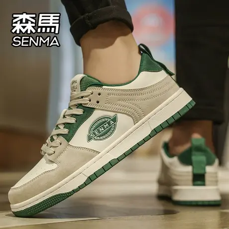 森马男鞋春季百搭小众原创设计休闲板鞋青少年运动真皮软底小白鞋商品大图