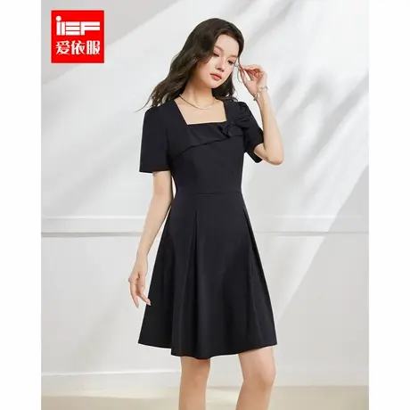 IEF/爱依服小黑裙2025夏季新款韩版温柔小女人气质显瘦百搭连衣裙商品大图