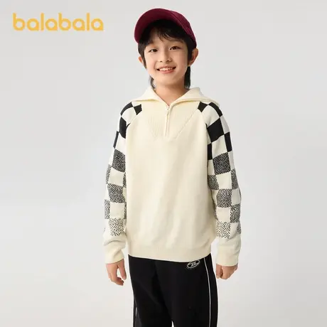 巴拉巴拉毛衣男中大童秋冬新款套头舒适柔软百搭保暖宽松打底衫图片