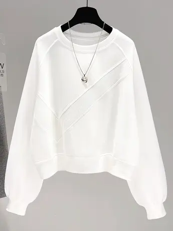 无帽卫衣2022秋季韩版新款薄款宽松外套春秋装短款上衣女装ins潮商品大图