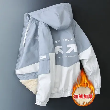 夹克男秋冬加绒加厚休闲百搭帅气薄款褂子潮牌ins大学生春秋外套商品大图