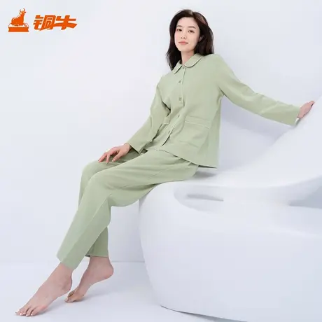 铜牛净味抗菌棉开襟女套 2025秋冬新款睡衣家居服套装女VJ141商品大图