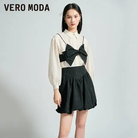 Vero Moda奥莱衬衫女夏秋新款甜美气质可拆蝴蝶结装饰上衣流行图片
