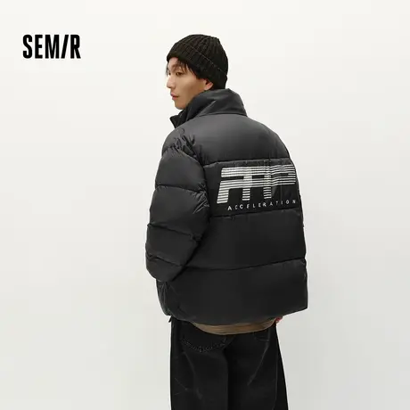 森马棉服男冬装加厚保暖宽松立领棉衣时尚印花肌理感外套棉袄上衣图片