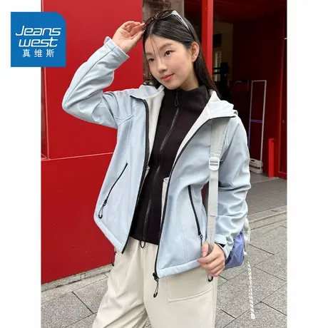 NOE真维斯连帽外套女2025新款秋冬季青少年三防登山服短款上衣女商品大图