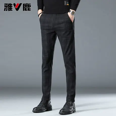 雅鹿修身小脚休闲裤男2026春夏季新款磨毛青年潮牌高级感时尚长裤图片
